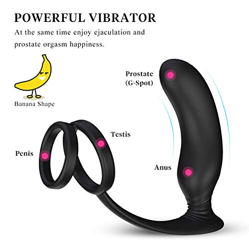 WEYLOVE Masaje Masculino Compañero Prostatě Víbrátóráginálnel Stimulus Training Plug, control remoto de 9 modos de vibración de doble anillo, 100% impermeable