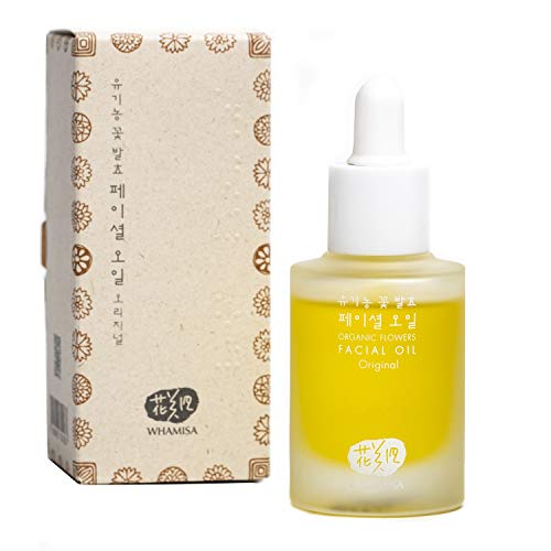 Whamisa Organic Flowers Facial Oil 30ml, 1.01 fl. oz., Anti-wrinkle & Anti-aging Oil - Naturally fermented, EWG Verified