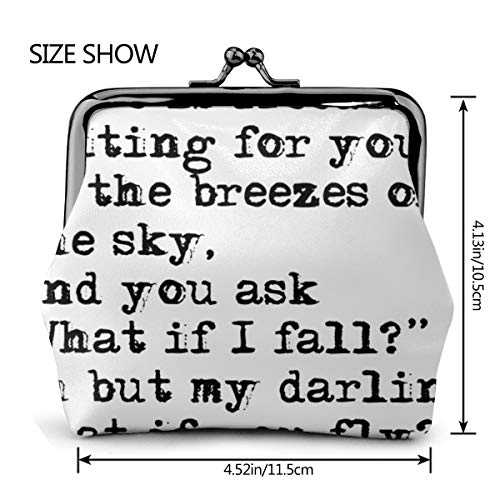 What If You Fly Vintage Typewritten Monedero de cuero Cambio de monedero de beso Cierre Mini Cosméticos Bolsas de Maquillaje para Mujeres y Niñas