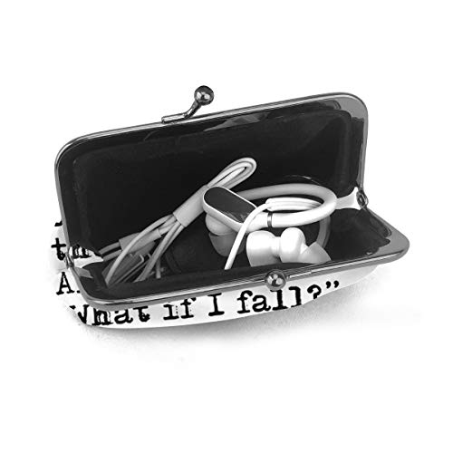 What If You Fly Vintage Typewritten Monedero de cuero Cambio de monedero de beso Cierre Mini Cosméticos Bolsas de Maquillaje para Mujeres y Niñas