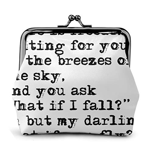 What If You Fly Vintage Typewritten Monedero de cuero Cambio de monedero de beso Cierre Mini Cosméticos Bolsas de Maquillaje para Mujeres y Niñas