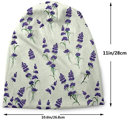 Whecom Gorro de Punto Lavender Flowering Fragrant Pale Plant Valentine Funny Upgrade Hip- Adult Knit Beanie Warm Gorro para Hombre One Size for Men Women Hats,Christmas Hat