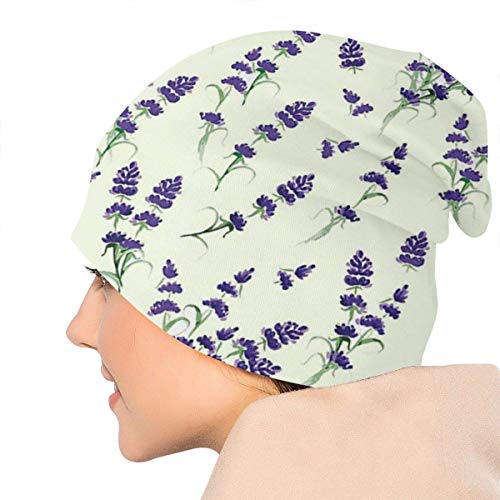 Whecom Gorro de Punto Lavender Flowering Fragrant Pale Plant Valentine Funny Upgrade Hip- Adult Knit Beanie Warm Gorro para Hombre One Size for Men Women Hats,Christmas Hat