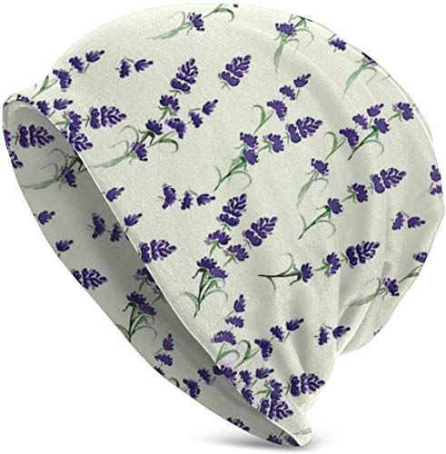 Whecom Gorro de Punto Lavender Flowering Fragrant Pale Plant Valentine Funny Upgrade Hip- Adult Knit Beanie Warm Gorro para Hombre One Size for Men Women Hats,Christmas Hat
