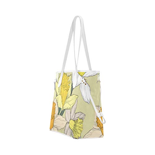 WHIOFE Bolso de hombro para mujer, bolso de hombro salvaje con flores de Narciso, bolso de viaje, gran capacidad, resistente al agua, con asa duradera