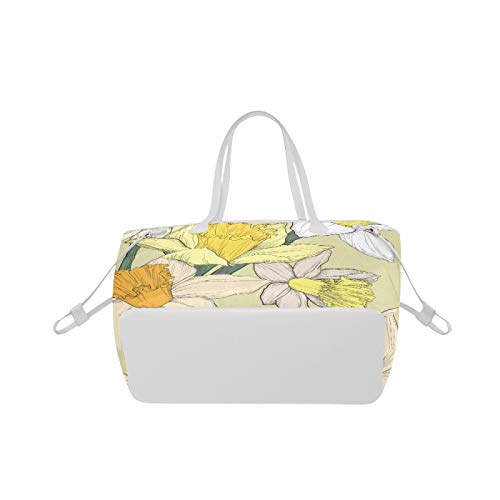 WHIOFE Bolso de hombro para mujer, bolso de hombro salvaje con flores de Narciso, bolso de viaje, gran capacidad, resistente al agua, con asa duradera