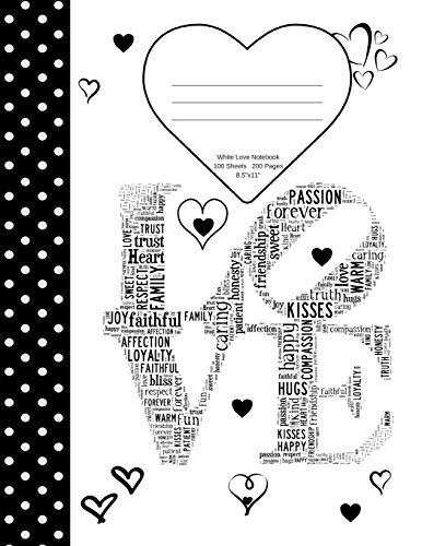 White Love Notebook: School supplies composition book for kids