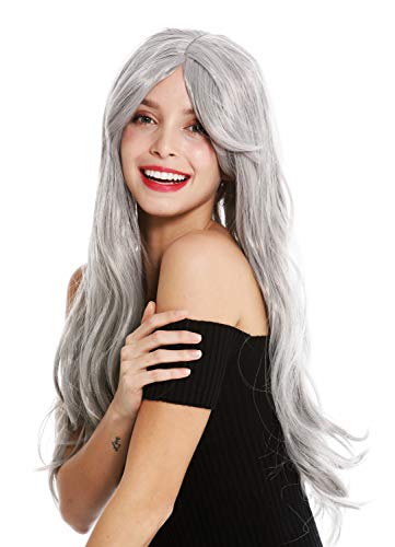 WIG ME UP- 90924-ZA68E Peluca Mujer Carnaval Halloween Pelo Largo Liso Gris Claro