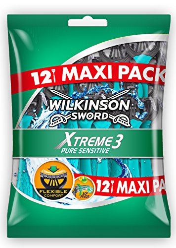 Wilkinson 7000710P Xtreme 3 Pure Sensitive - Paquete de 12 cuchillas de afeitar