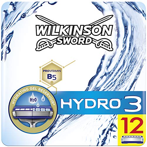 Wilkinson Sword BOX Hydro 3 - Pack 12 Recambio de Cuchillas de Afeitar de 3 Hojas para Hombres, Afeitado Masculino