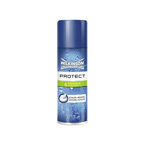 Wilkinson Sword Foam Protect Sensitive - Espuma de Afeitar para Hombre, Especial Piel Sensible, Afeitado Manual Masculino, 200 ml