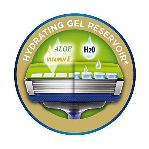 Wilkinson Sword Hydro 5 Sensitive - Cargador de 4 cuchillas de afeitar masculinas de cinco hojas con nuevo deposito de gel para pieles mas sensibles