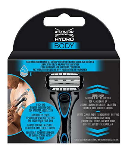 Wilkinson Sword Hydro BODY - Recambio de Cuchillas para Afeitadora Corporal Hombres con 5 Hojas Bidireccionales para una Depilación del Cuerpo en Ambos Sentidos , Pack 3 Unidades