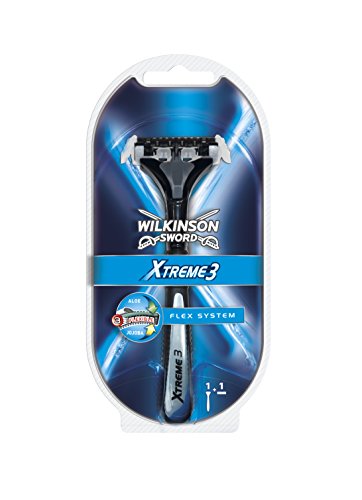 Wilkinson Sword Xtreme 3 - Máquina de Afeitar para Hombres con 3 Hojas Flexibles e Inclinadas, Afeitado Manual Masculino