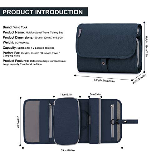 Wind Took Neceser de Viaje para Colgar Neceser Maquillaje Grande Bolsas de Aseo Cosméticos Organizador Accesorios de Baño Plegable Neceser Viajes Vacaciones Viajes de Negocios