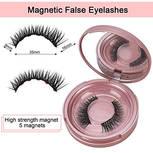 Winpok Pestañas Magnéticas, Magnético delineador Impermeable De Larga Duración, Delineador De Ojos De Larga Duración, Reutilizable Pestañas Falsas Magnéticas Lashes con 5 imanes