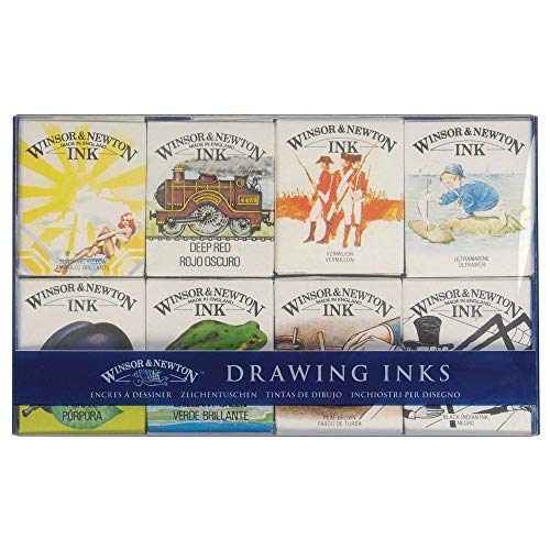 Winsor & Newton William Colección de tintas para dibujo, 8 frascos de 14 ml