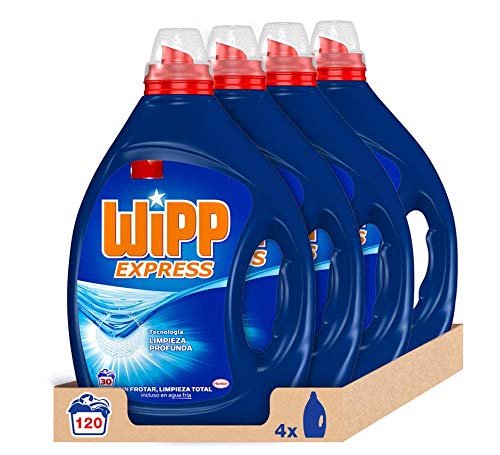 Wipp Express Detergente Líquido Azul 30 Lavados - Pack de 4, Total: 120 Lavados