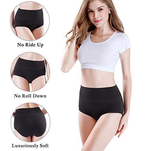 wirarpa Bragas Mujer Talle Alto Sin Costuras Pack de 4 Culotte Bambú Suave Braguitas Tallas Grandes Negro Talla XXL