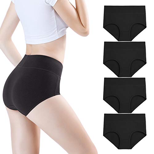 wirarpa Bragas Mujer Talle Alto Sin Costuras Pack de 4 Culotte Bambú Suave Braguitas Tallas Grandes Negro Talla XXL
