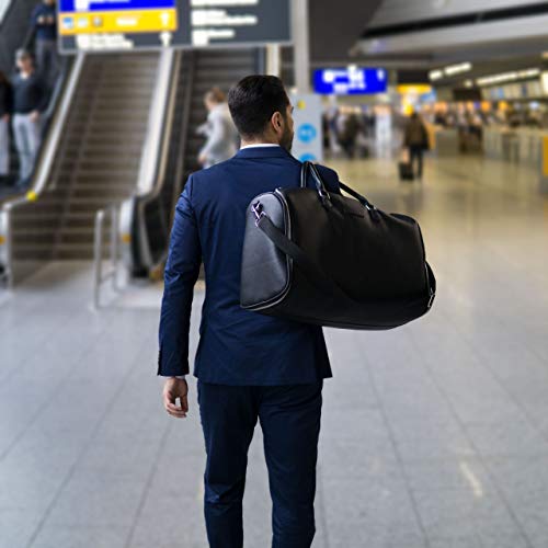 WLDOHO Bolso de Viaje Portatrajes Convertible | Funda de Protección y Transporte para Ropa | Ideal para Viajes de Negocios | Compartimentos Individuales para Zapatos y Accesorios | Negro