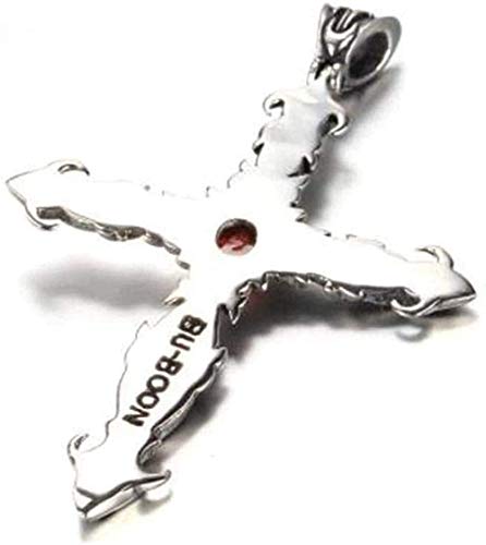 WLHLFL Collar Joyas de Acero Inoxidable Collar de Hombre Vintage Ruby Cross Titanio Collar con Colgante de Acero Regalo para Mujeres Hombres Regalos