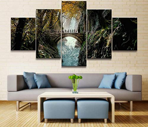 WLHZNB Impresiones sobre Lienzo 5 Piezas El Señor De Los Anillos Carteles De Cine Sala De Estar Arte De Pared Cuadros Modulares Decoración del Hogar (Tamaño B) con Marcos