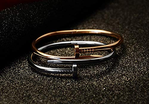 WLONLINE Pulsera de Moda para Mujer Pulsera de Acero para Boda Pulsera de Amor para Mujer Pulsera con Brazalete Brazalete para Regalo Regalo de San Valentín (Oro Rosa)