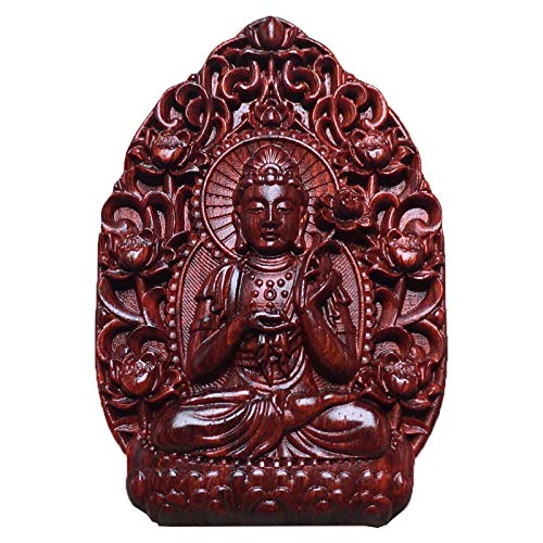 WLOWS Colgante Guanyin De Hoja Pequeña De Sándalo Rojo para Hombres Y Mujeres Samantabhadra Void Hidden Natal Buda Madera Gran Día Tathagata Buda Colgante,G