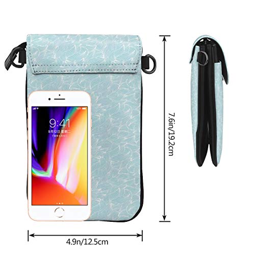 Women Small Cell Phone Purse Crossbody,Ocean Inspired Hand Drawn Wave Pattern Lines And Swirls Soft Toned Palette