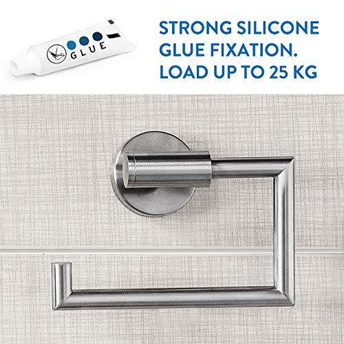 Wonder Worker Hold Portarrollos Baños Papel Higiénico Adhesivo, Sin Perforar, 15.5 X 13.5 X 5.4 cm