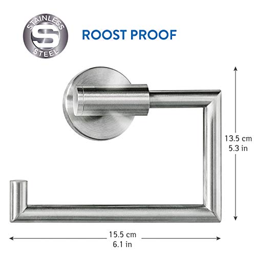 Wonder Worker Hold Portarrollos Baños Papel Higiénico Adhesivo, Sin Perforar, 15.5 X 13.5 X 5.4 cm