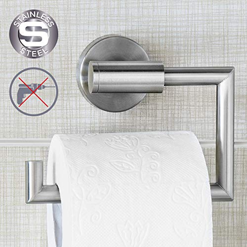 Wonder Worker Hold Portarrollos Baños Papel Higiénico Adhesivo, Sin Perforar, 15.5 X 13.5 X 5.4 cm