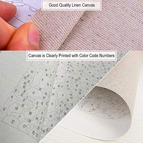 WONZOM DIY Pintura al óleo Pintar por Numeros Kit sobre Lienzo para Adultos Niños Principiantes Gorila Escuchando música (16 * 20 Pulgadas, Sin Marco)