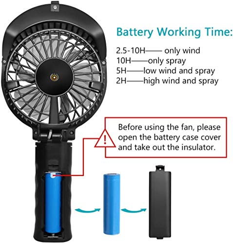 Woodtree Ventilador de la bruma Mini USB Recargable portátil silencioso humidificador con 2000 mAh de la batería Li-Poli, 3 velocidades Ajustables for el hogar, Viajes, Oficina, al Aire Libre,