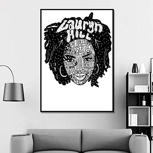 wopiaol Sin Marco Lauren Hill Rap Rock Singer Music Poster Decoración para el hogar Decoración de la Pared Arte de la Pared Pintura de la Lona Impresión de la Lona