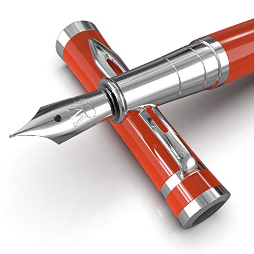 Wordsworth & Black Juego de pluma estilográfica[arenisca]-Punta mediana-Llevar un diario y caligrafía-Bolígrafos de escritura suave- 6 cartuchos de tinta gratis & Convertidor de recarga de tinta