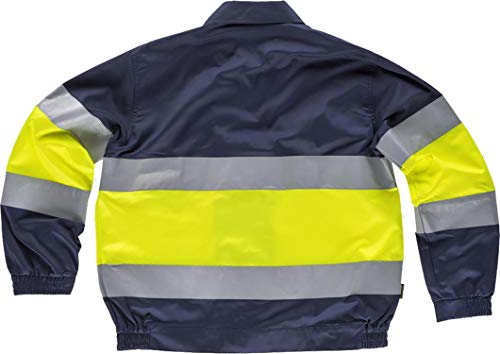 Work Team Cazadora con 2 Cintas de Alta Visibilidad y Reflectante. EN471. Hombre Marino+Amarillo A.V. M