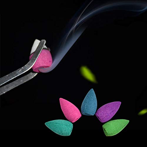 WOWOSS 200pcs Conos de Incienso Mezclado para Quemador de Incienso de Reflujo, Bullet de Cono de Incienso Aromaterapia Natural Rosa Lavanda Jazmín Sándalo Osmanthus