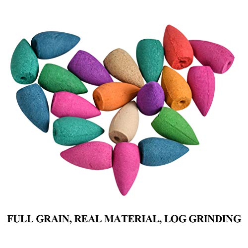WOWOSS 200pcs Conos de Incienso Mezclado para Quemador de Incienso de Reflujo, Bullet de Cono de Incienso Aromaterapia Natural Rosa Lavanda Jazmín Sándalo Osmanthus