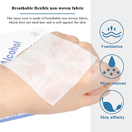 WOWOSS Toallitas Alcohol 75% Desechables 6x6cm, Almohadillas Alcohol Envueltas Individualmente para Limpiar Teléfono, Gafas y Teclado (100 unidades)