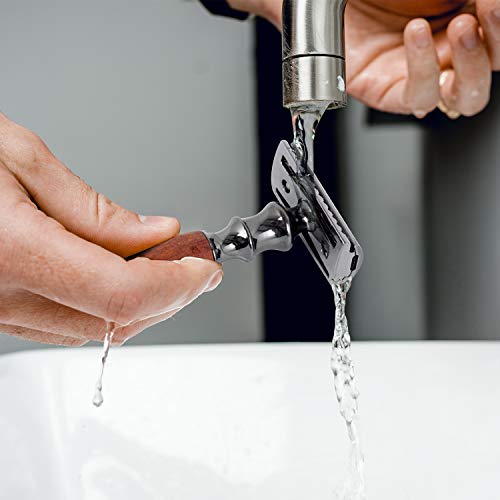 Wskderliner Maquinillas de Afeitar Clásica con Mango de Madera para Hombre Mujer inclusa 10 Cuchillas 1 Gancho Autoadesivo