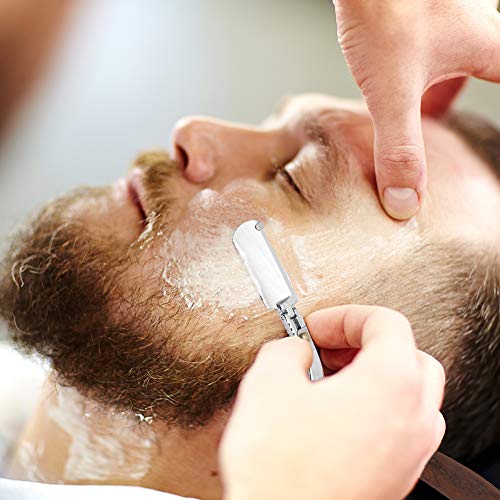 Wskderliner Navaja Afeitar de Barbero Accesorio Profesional de Afeitado y Cuidado de Contorno de Barba con Bolsa de Cuero 10 Cuchillas