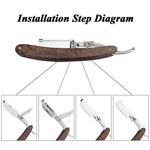 Wskderliner Navaja Afeitar de Barbero Accesorio Profesional de Afeitado y Cuidado de Contorno de Barba con Bolsa de Cuero 10 Cuchillas