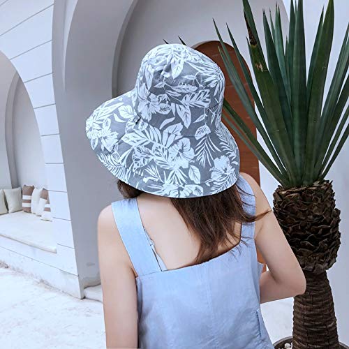 wtnhz Sombrero-Versión Coreana del Sombrero para el Sol de excursión con Todos los Partidos Sombrero Protector Solar de la Sra. Xia con Borde Grande Plegable para cubr