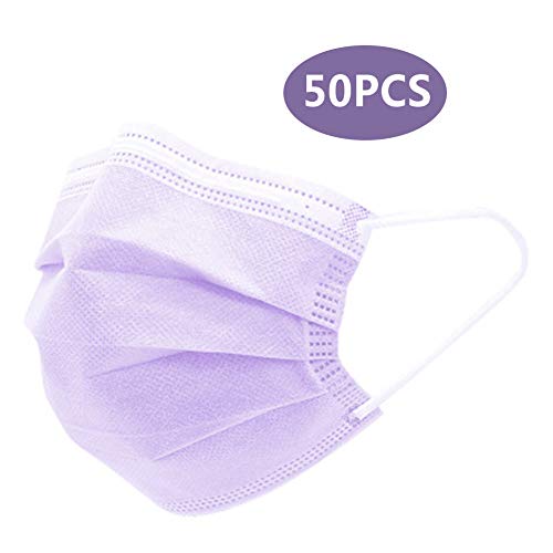 Wudi 50Pcs Tapa Bucal, Proteger Boca Y Nariz, Suave Y Transpirable, Adecuado para Deportes Al Aire Libre, Supermercados, Escuelas, Oficinas (púrpura)