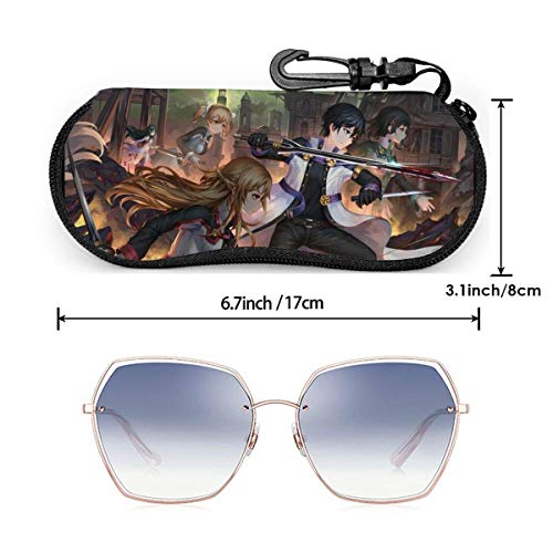 wusond Estuche para anteojos Sword Art Online Anime, Estuche para gafas de sol con cremallera de viaje portátil Protector de bolsa para gafas