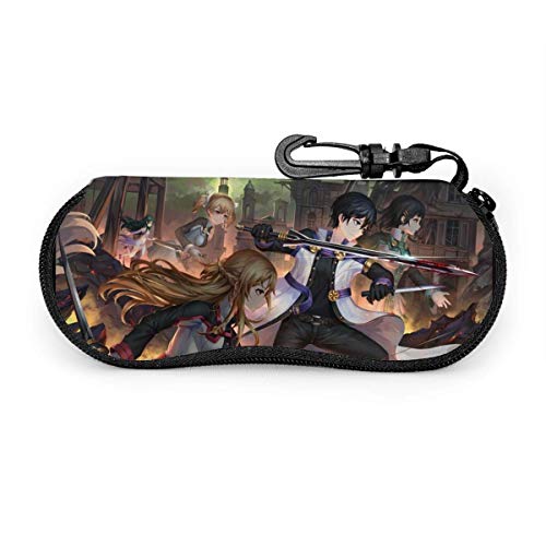 wusond Estuche para anteojos Sword Art Online Anime, Estuche para gafas de sol con cremallera de viaje portátil Protector de bolsa para gafas