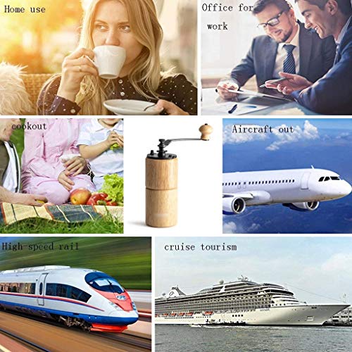 WWY Ajustable Manual Molinillo de café de Mano Portable del Molino de café de Hierro Fundido de Molienda de Madera Core Shell de la manivela Molino Perfecto for su hogar, Oficina o de Viaje
