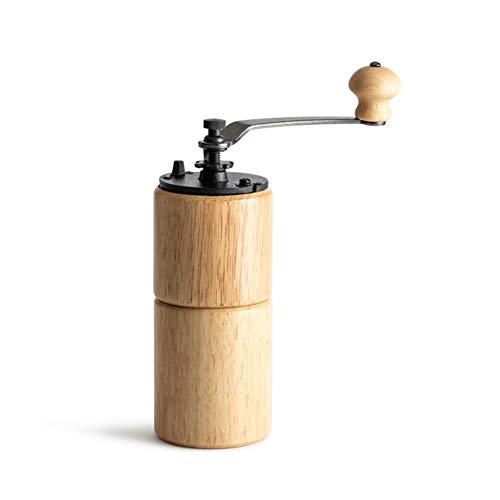 WWY Ajustable Manual Molinillo de café, Mango de Acero Inoxidable, Hierro Fundido Molienda Core, Cuerpo de Madera, Zona de Mano Molino de café for su hogar, Oficina o de Viaje